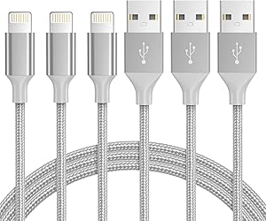 MFi Certified iPhone Charging Cable - Novtech 3Pack 6FT Lightning Cable - Nylon Braided USB Charging Cord for iPhone 11 Pro XR Xs Max X 8 Plus 7 Plus 6S Plus 6 Plus 5S 5C 5 SE iPod iPad Air Pro - Gray
