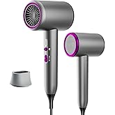 Professional Ionic Hair Dryer, 1875W Fast Drying Blow Dryer with Concentrator, Negative Ion Technology, Intelligent Constant Temperature, 2 Heat & 3 Speed Settings, Low Noise for Home Travel Salon
