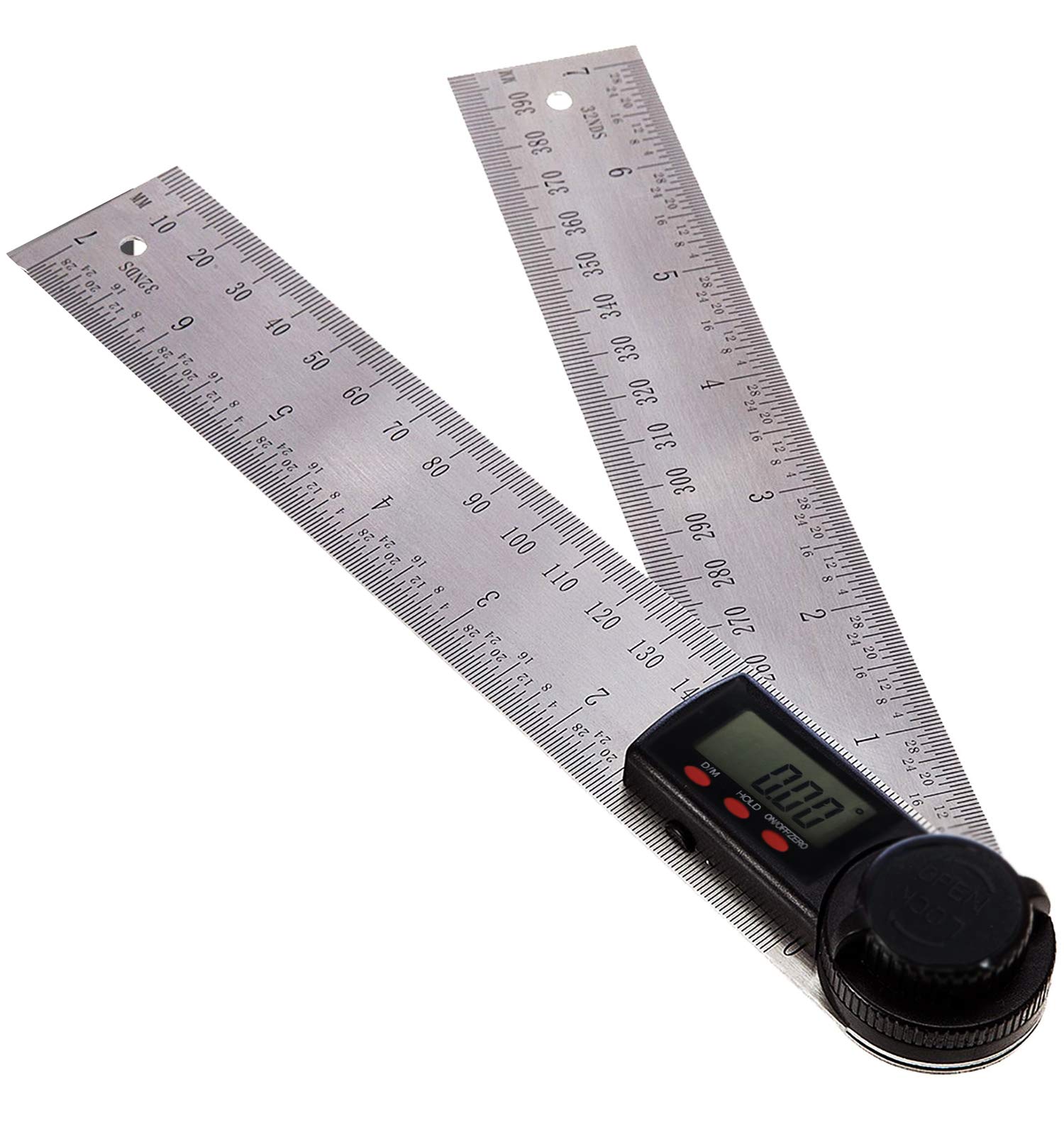 LUMBER JACK Digital Angle Gauge Finder Stainless Steel Measuring Device 0-360 Protractor Ruler LCD Display Woodworking, Construction, Hand Tools, Laser-Etched 200mm Measurements DAR200