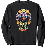 FLORAL SUGAR SKULL Flower Calavera Calaveras Skulls Meme Sweatshirt
