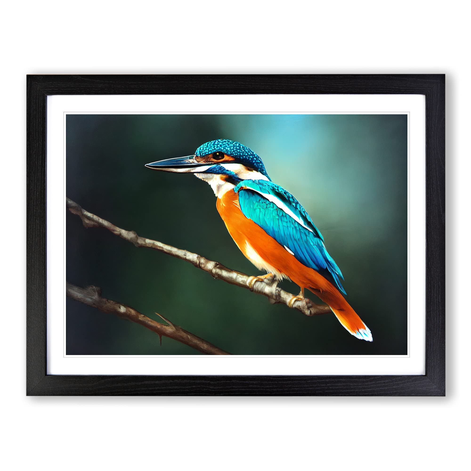 Unbeatable Kingfisher Bird Framed Print | A4 Black Framed Wall Art | Ready to Hang | Modern Nature Picture | Living Room Bedroom Lounge Office