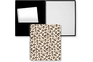 STEEL MILL AND CO. Steel Mill & Co Cute Large Spiral Notebook College Ruled, 11" x 9.5" with Durable Hardcover and 160 Lined Pages, Leopard