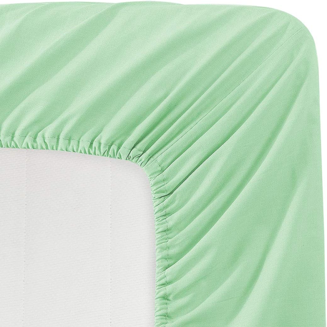 Basic Choice Solid Color Microfiber Deep Pocket Fitted Sheet, Standard 100 by Oeko-Tex, Full Size, Mint
