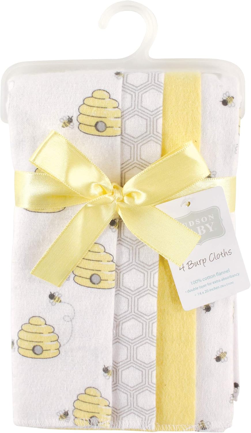 Hudson Baby unisex baby Cotton Flannel burp cloths, Bee, One Size US: Clothing