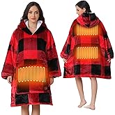 Askyli Wearable Heated Blanket Hoodie, Oversize Portable USB Heated Hooded Blanket 3 Heat Level, Overheat Protection Electric Heat Hoodie Blanket for Women Outdoor Indoor w/Giant Pocket(Not Battery)