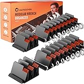 64 PCS Modular Wrench Organizer Wrench Holder - Wrench Tool Organizers for Tool Drawer Storage, Wrench Storage Set with Metric & SAE Label, Wrench Rack Tool Gift for Mechanics, Father, Men, Black