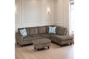 FONTOI L Shaped Sectional Couches for Living Room, Modern Modular Sectional Sofa with Ottoman Storage, Comfy L Shaped Couch with Chaise for Bedroom Apartment Furniture, Brown