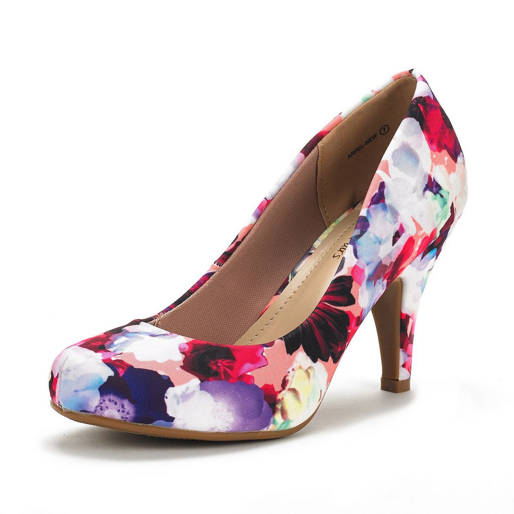 DREAM PAIRS ARPEL Women's Formal Evening Dance Classic Low Heel Pumps Shoes New Floral Size 9