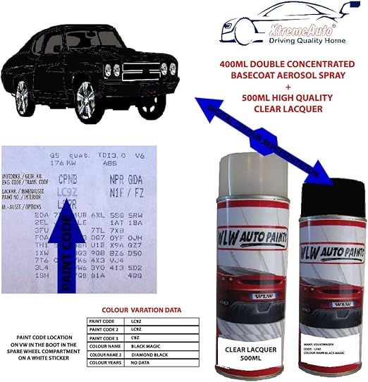 XtremeAuto Car Colour Aerosol Spray Paint BLACK MAGIC, Paint Code