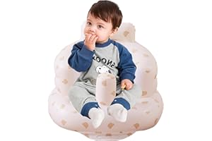 CHFIG Baby Inflatable Seat for Babies 3-36 Months, Built in Air Pump Infant Back Support Sofa, Infant Support Seat Toddler Chair for Sitting Up, Baby Shower Chair Floor Seater Gifts (Bear Head)