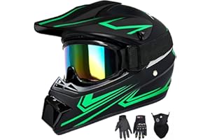 XINGSILUC Youth Kids Motocross Helmet, Adult ATV Dirt Bike Helmet with Goggles Gloves & Mask Quick, Full Face Motorcycle Helmet with Quick Release Buckle DOT Certified