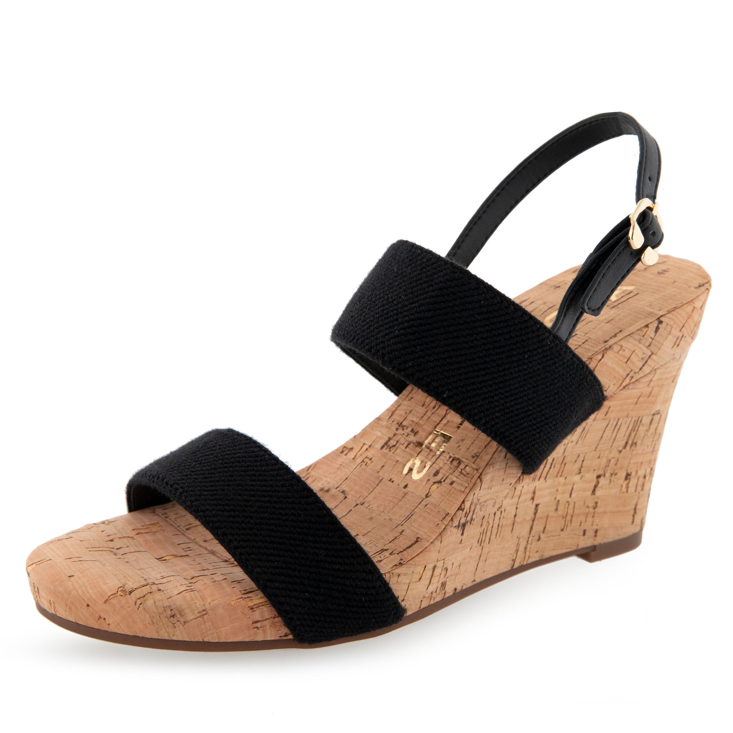 Aerosoles Women’s Paxton Wedge Sandal, Black Combo Elastic, 12 Wide