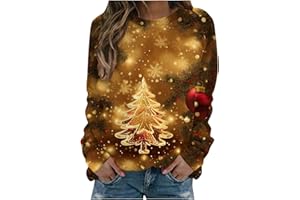 fartey 2023 Womens Ugly Christmas Sweaters Funny Cute Xmas Tree Reindeer Snowman Tops Long Sleeve Crewneck Sweatshirts