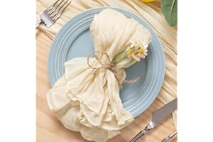 MLMC Rustic Cheesecloth Napkins Set of 10 Beige Gauze Cheese Cloth Napkins 21"x21" Wrinkled Table Napkins in Bulk for Spring Baby Shower Events Decor