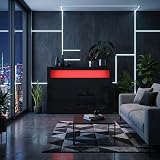 Panana High Gloss 3 Door Sideboard with LED Lights Black Display Cabinet view 9