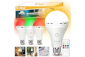 Neporal Rechargeable Light Bulbs, Back Up Battery Light Bulbs, 15W 80W Equivalent 5000K 1200mAh Battery Operated Light Bulb, Emergency Lights for Home Power Failure, Pack of 4 (9 Colors 4PK)