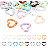 Magibeads 17Pcs Heart Clasps Keychain for Valentines Day Cute Alloy Spring Gate Key Rings Snap Hook Phone Charm Hook Clips Small Keyrings Carabiner Buckles for Bag Purse Strap Keychain Making Findings