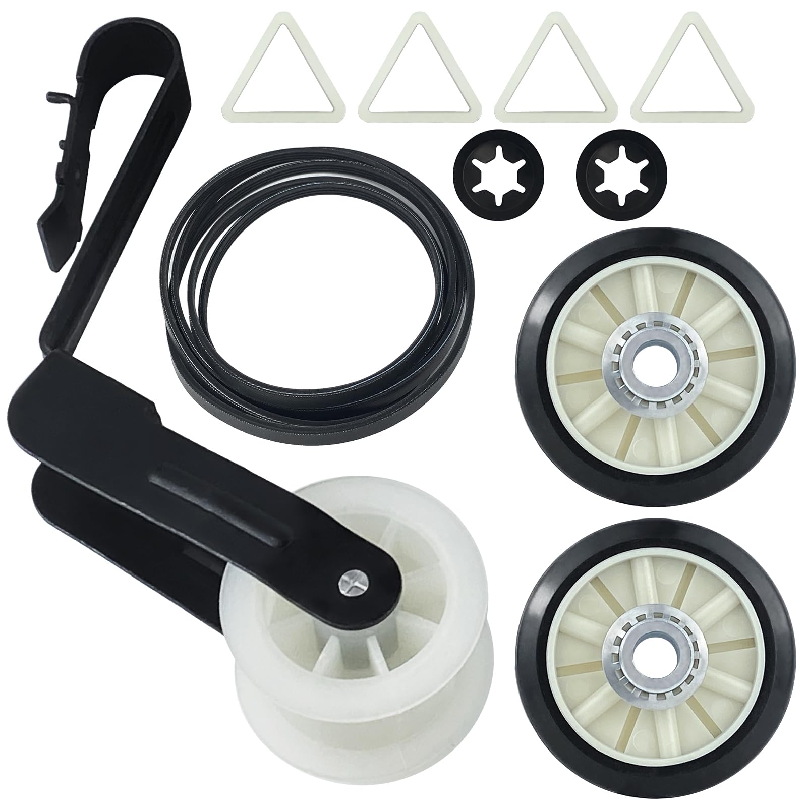 Photo 1 of 1 Kit Pack 4392065 Dryer Repair Kit- 1 Kit Pack includes 1 kit 349241T Drum Roller & 1 pcs 341241 Belt & 1 pcs 691366 Idler Pulley-Replaces WP691366, AP3131942, AP6010582-Fit for wed4815ew1