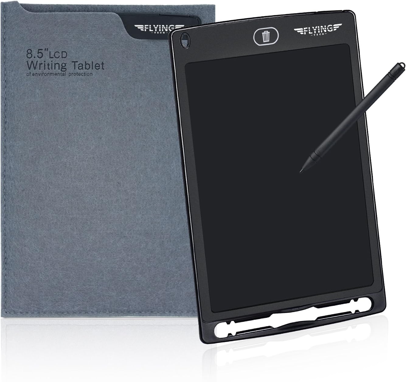 FLYINGTECH 8.5 inch LCD Writing Tablet With Sleeve Durable Drawing and Writing Board eWriter Doodle Pad Message Board Gifts for Kids&Friends. (Black+Case)