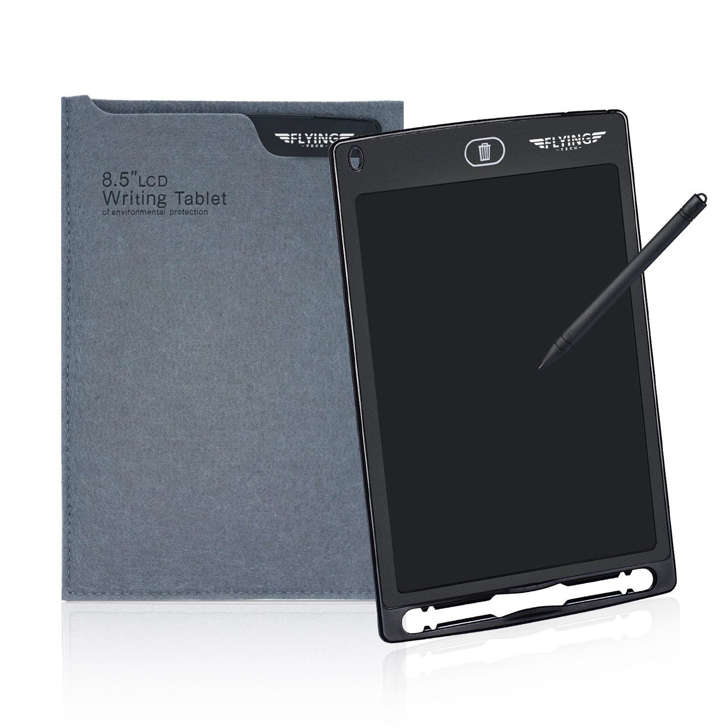 FLYINGTECH 8.5 inch LCD Writing Tablet With Sleeve Durable Drawing and Writing Board eWriter Doodle Pad Message Board Gifts for Kids&Friends. (Black+Case)