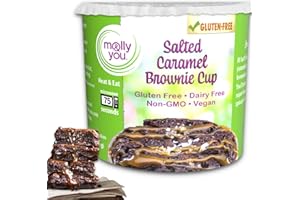 MOLLY&YOU Molly and You Salted Caramel Gluten-Free Brownie Cup (Pack Of 6) - Microwave Brownie Mix in a Cup, Single Serve Dessert Cup Snack - non-GMO, Dairy-Free