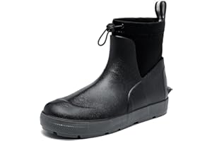 Rain Boots for Men Waterproof Rubber Deck Boots Ankle Chelsea Slip On Anti-Slip Resistant Outdoor Work Booties for Fishing Bo