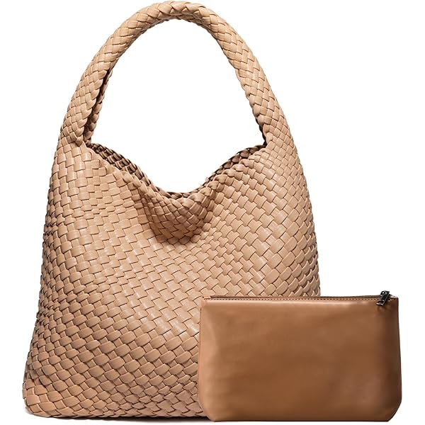 Women Vegan Leather Hand-Woven Tote Handbag Fashion Shoulder
