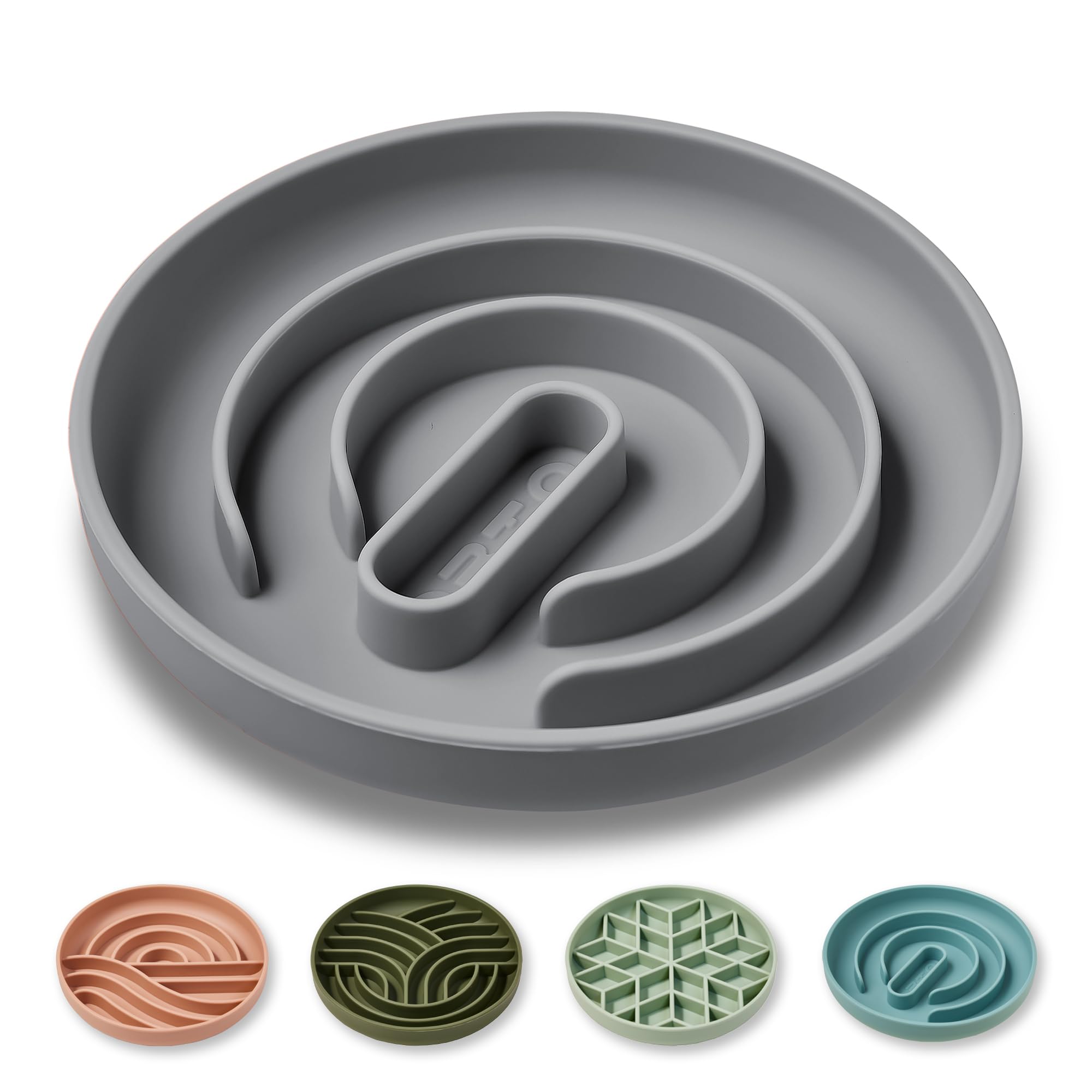 OHMO Slow Feeder Dog Bowl, Silicone Dog Bowls with Suction Cup Slow Down Eating for Cat Puppy, Healthy Eating Anti Choking Anti-Slip Eco-friendly (Charcoal)