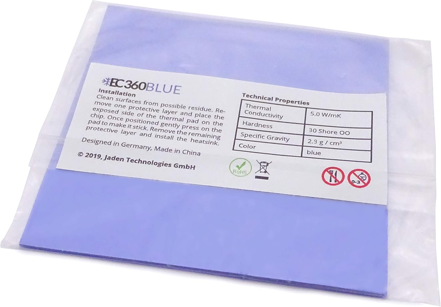 EC360® BLUE 5W/mK Thermal Pad (100 x 100 x 4,0 mm) - Image 3
