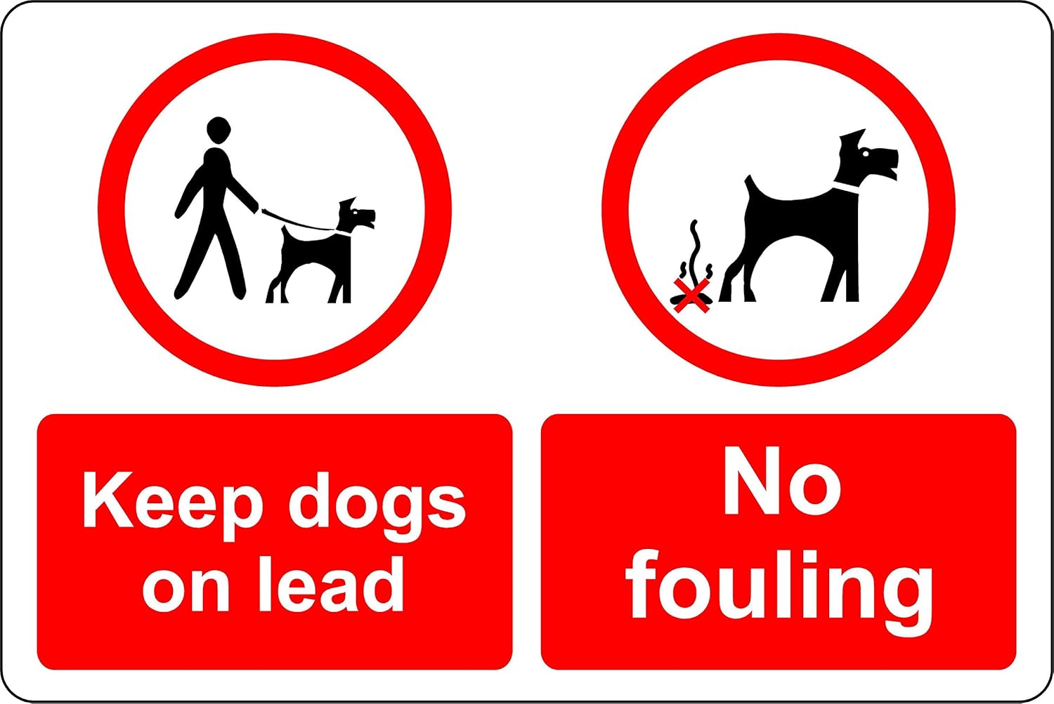 Keep dogs on leads no fouling dog waste Safety sign Self adhesive