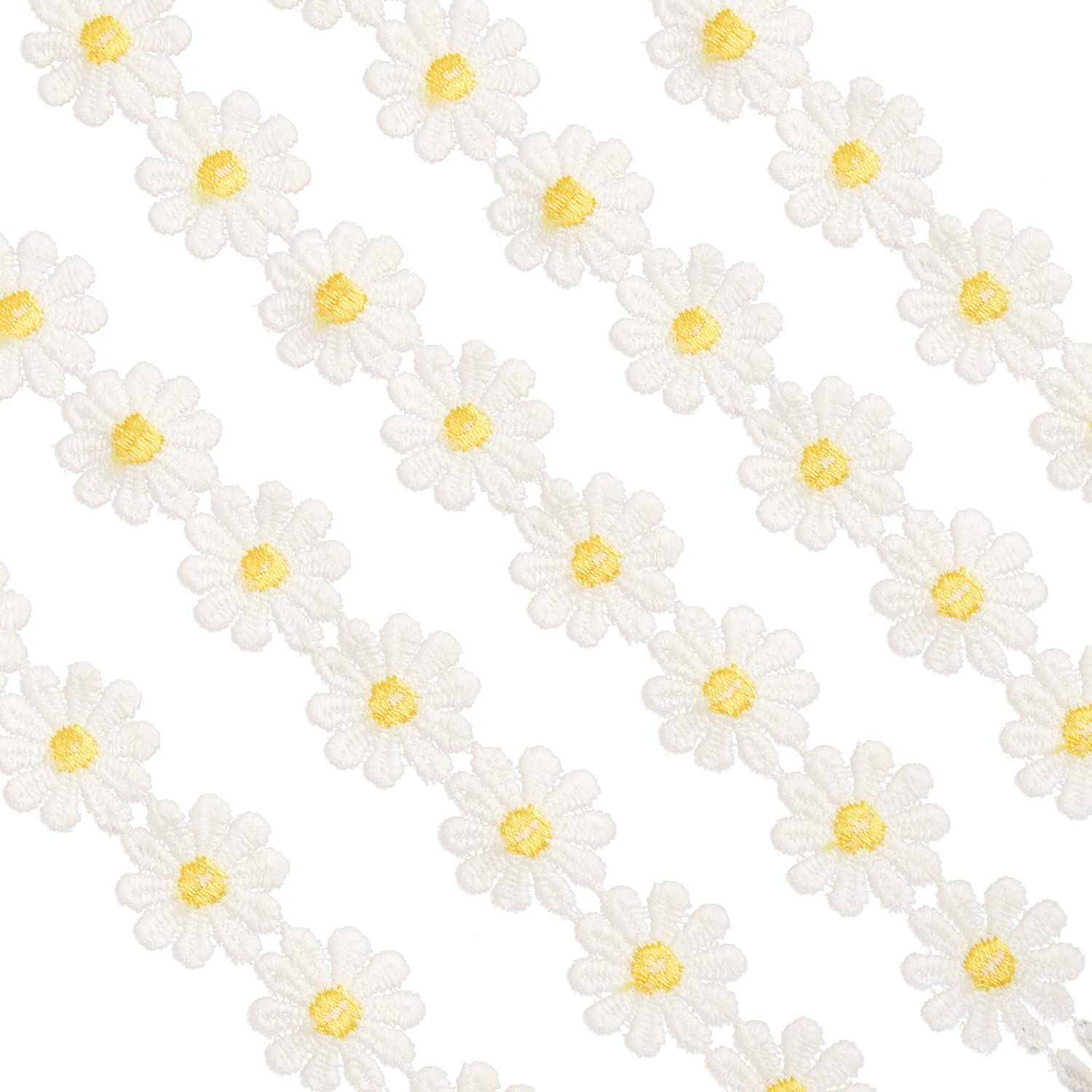 Berolle 5 Yards 2.5 cm Width Yellow Daisy Lace Trim Ribbon Flower Lace Edge Trim Ribbon Daisy Applique Sewing Dressmaking Edging Trimmings for DIY Crafts Party Decor Clothes Embroidery