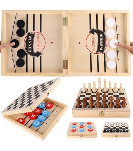Fast Sling Puck – Juego De Mesa De Hockey De Madera Con 10 Discos, Deportivo Y Rápido, Perfecto Para Fiestas, Aula Y Noches De Juegos En Familia
