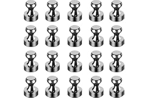 Strong Fridge Magnets, 20 Pcs, 12 x 16mm, Black, Heavy Duty Magnetic Push Pins for Refrigerator, Whiteboard, Office, Classroo