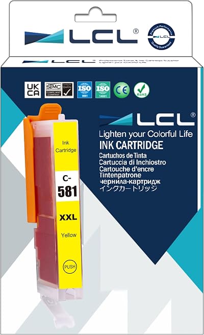 LCL Yellow Ink Cartridge CLI-581XXL 12.5ml for Canon Pixma TR7550 TR8550 TS6150