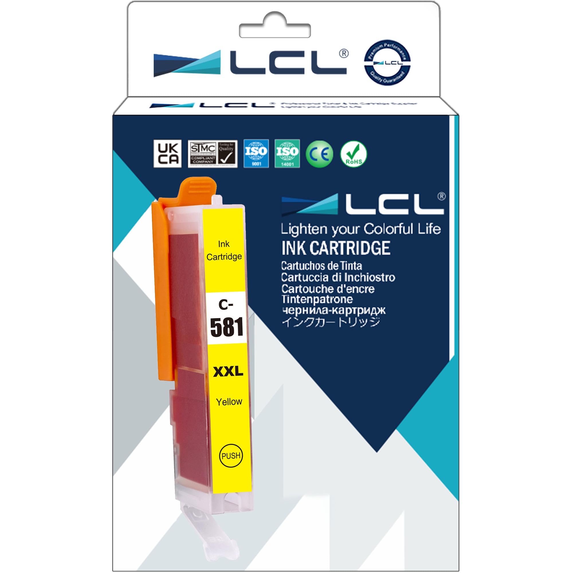 LCL Compatible Ink Cartridge CLI-581 CLI-581Y CLI-581XL CLI-581XXL Y 1997C001 12.5ml (1 Yellow) Replacement for Canon Pixma TR7550 TR8550 TS6150 TS6151 TS6250 TS8150 TS8151 TS8152 TS9150 TS9155 TS9550