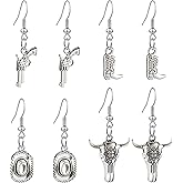 RofYof Cowgirl Boot Hat Western Earrings for Women Western Cowboy Hat Gun Bull Dangle Drop Earrings for Girls Country Earrings Set Jewelry Gifts