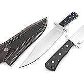Nooraki - 15" Handmade Full Tang Hunting Knife with Leather Sheath, Multipurpose Bowie Knife with Micarta Handle for Everyday Carry, Outdoor Camping and Hunting