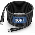 20FT USB C to USB C Cable 60W, Extra Long Type C Charger Fast Charging Cord, Premium Nylon Braided USB C Charger Cable Compatible with Galaxy/iPad Pro/MacBook/LG/Switch/Pixel and Other Type C Devices