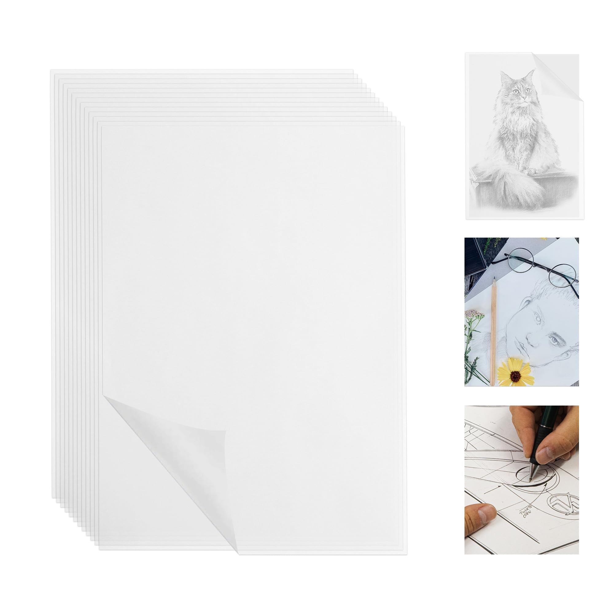 YKUKIZEE 240 Sheets Translucent A4 Tracing Paper for Printable, 93 GSM Thick A4 Tracing Paper Sheets Bulk for Architecture Sketching Transferring Drawing DIY Art Craft