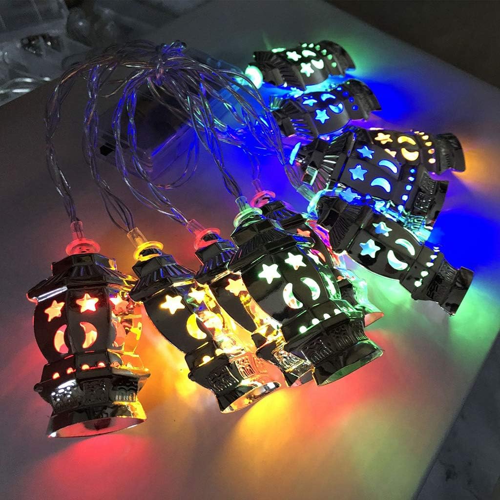 Buleerouy 1.65m 10 Lights Lantern Lamp LED Eid Mubarak Decorative String Lights Ramadan Kareem Decoration Muslim Islam Party Supplies