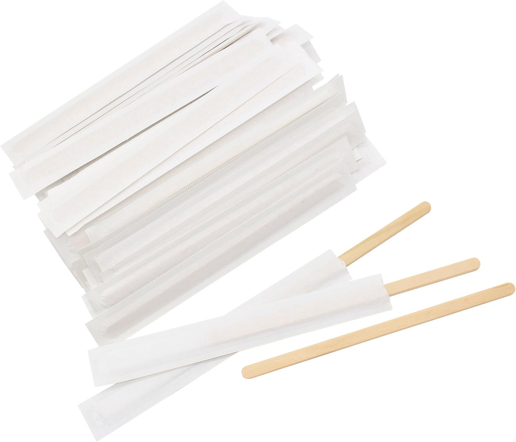 Coffee Stir Sticks Birch Wood Great for Mixing Coffee Other Drinks Disposable Tea Beverage Stirrer,140mm, Paper Wrapped 100 Pcs