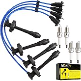 Set of 4 PCS Iridium Spark Plugs with Wire Set 671-4169 55919 7899 RC-TE64 | Compatible with Chevrolet Prizm Toyota Corolla 1998 to 08/1999 1.8L L4 Replace 90919-22393