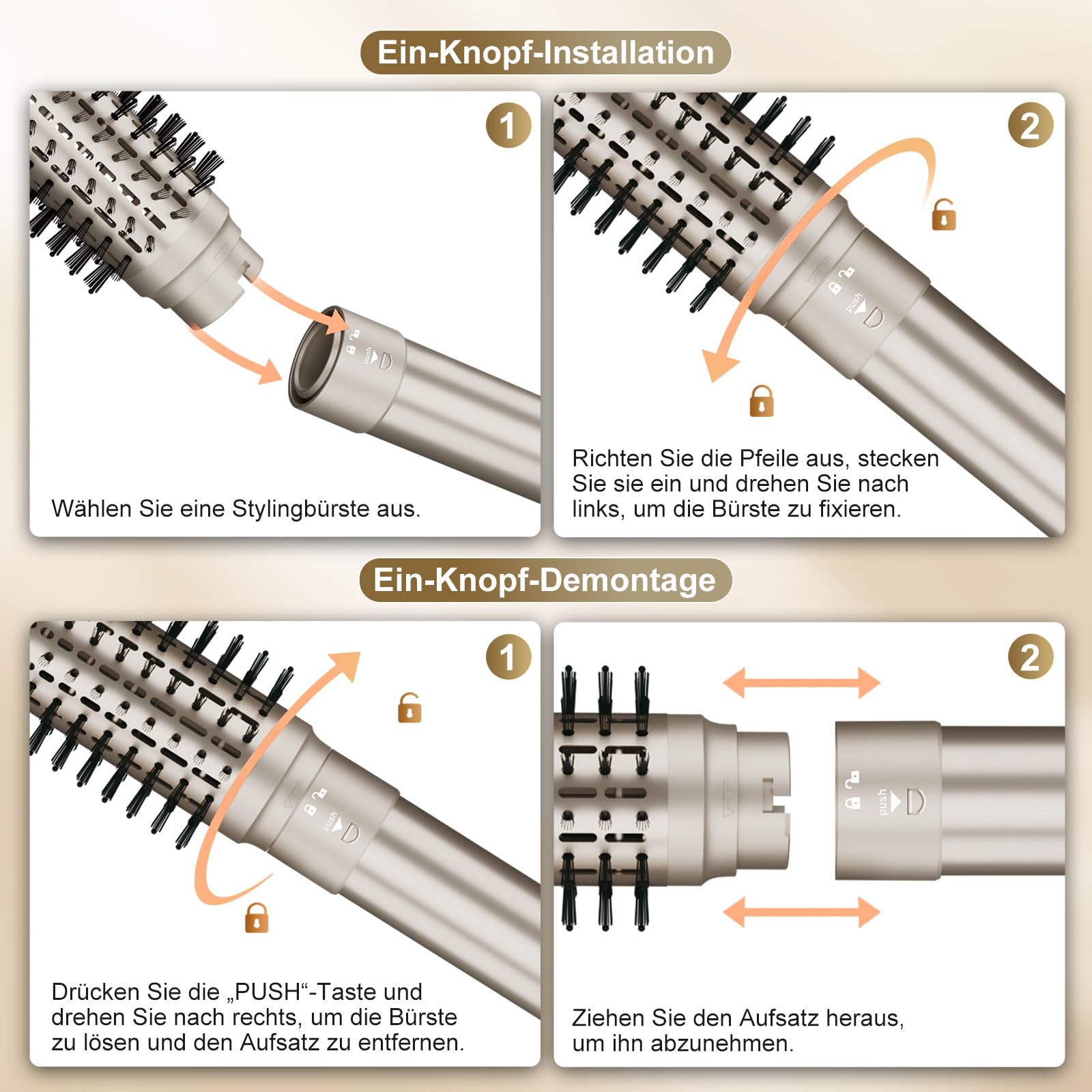 7MAGIC 6 in 1 Airstyler, Hairstyler, Lockenstab Auto-Wrap, Stylen Sie Beach Wave, Ionen Föhn, Professioneller Rundbürstenföhn,Glätteisen, für Besondere Anlässe, Reisen 9