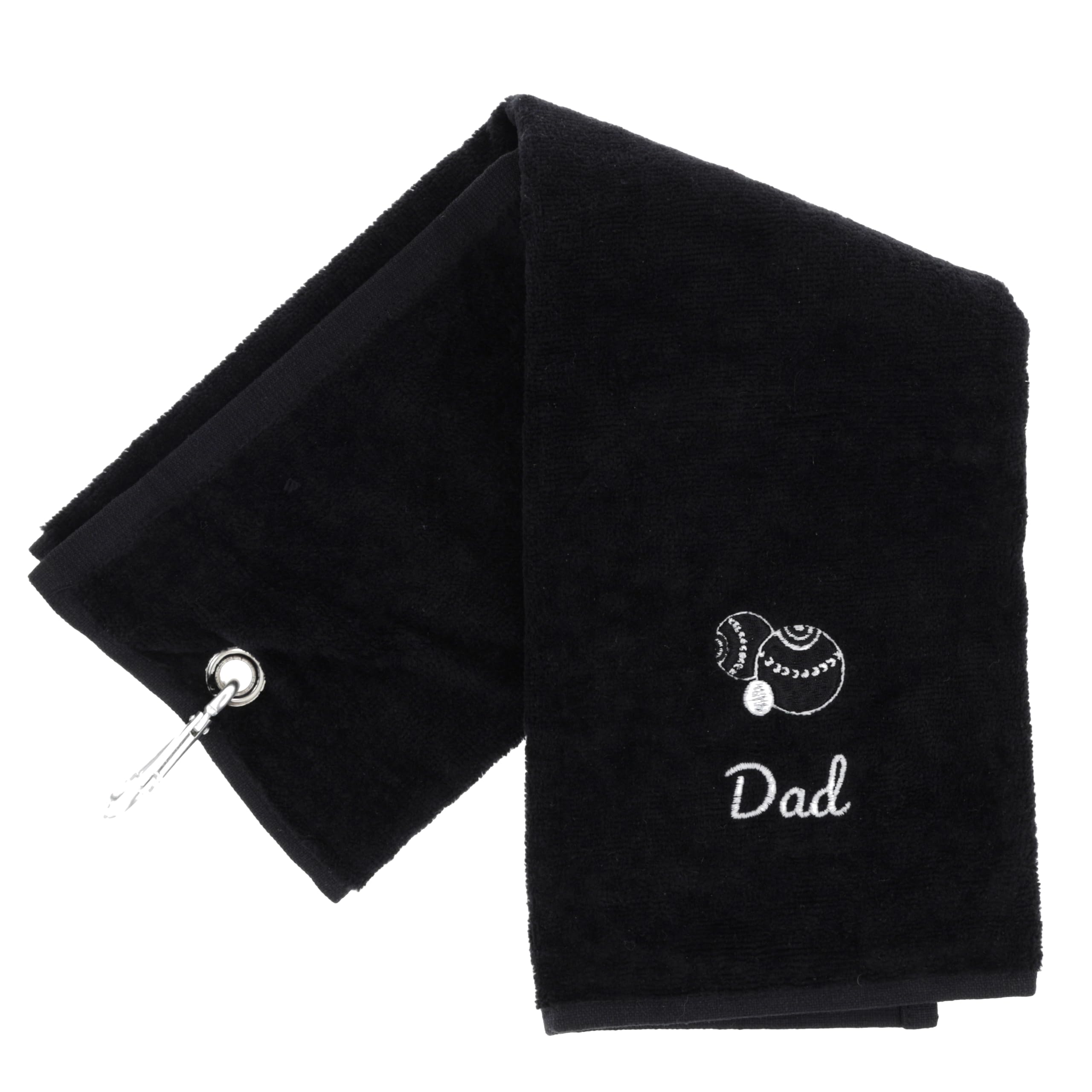 Always Looking Good Embroidered Black Lawn Bowls Towel for Grandad Tri Fold Luxury Velour 50cm x 40cm Custom Bowling Towel with Carabiner Cip Bowling Gifts for Grandad (Black, Dad)