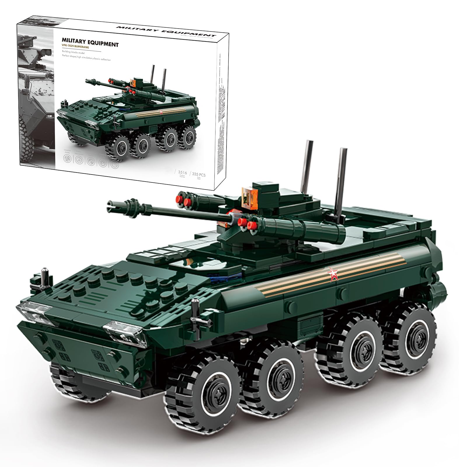 MEIEST Military Vehicle Building Blocks Sets,Armored Model Brick Set Highly Detailed Set for Military Enthusiast, Teens and Adults (VPK-7829 BUMERANG)