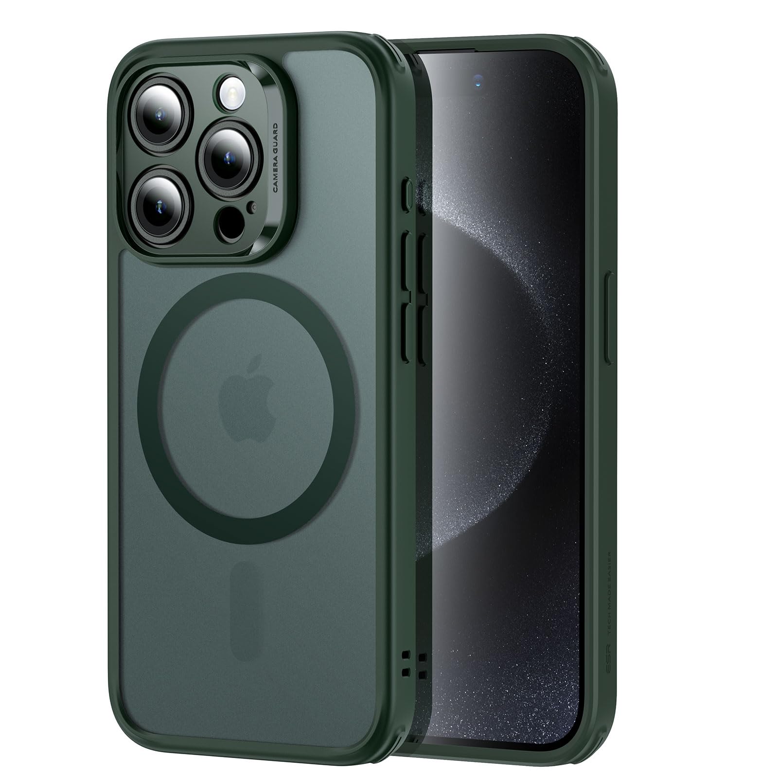 Photo 1 of ESR for iPhone 15 Pro Max Case,Compatible with MagSafe,Translucent Matte Case,Military-Grade Protection,Classic Series,Frosted Dark Green