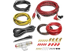8 Gauge AMP Wiring Kit, 8 AWG Amplifier Car Audio Install Kit, Car Subwoofer Cable, Connection for Subwoofer & Speaker, with 