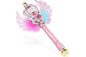 EnchantZone Light Up Snowflake Wand with Spinning LEDs and Sound Magic Princess Toys for Kids Girls Birthday Cosplay Party Favors, Pink