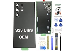 LEAFE for Samsung Galaxy S23 Ultra Back Glass Replacement,OEM Original Back Cover Replacement for Samsung Galaxy S23 Ultra 5G (6.8 inchs) with Repari Tools and Pre-Installed Adhesive (Phantom Black)