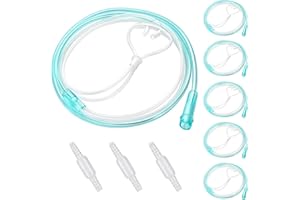 AHHALFFY 5 Pack Soft Cannula Nasal Tubing for Oxygen 4 ft Nasal Cannula Oxygen Nose Tubing for Adult Children - High Flow, Kink Resistant, Highly Visible, Lightweight Tubing with 3 Pack Oxygen Tubing Connector